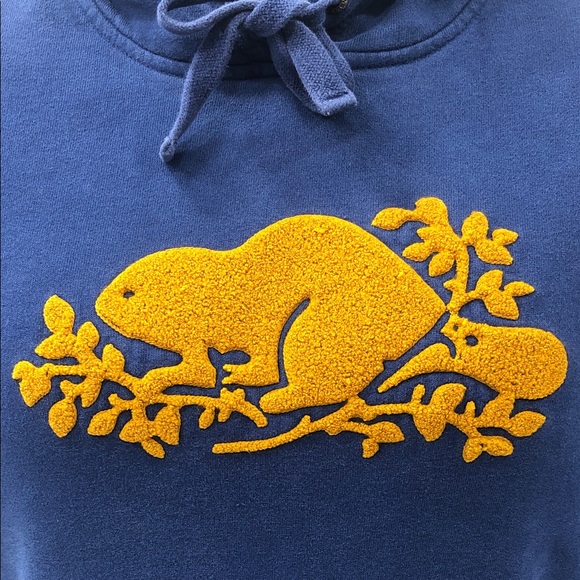 🦫Roots Hoodie with Chenille Patch - Women’s XXS - Blue/Mustard- Yellow - Picture 4 of 15